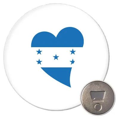 Produktbild von Huuraa Magnet Honduras Flagge Herz 59mm Kühlschrankmagnet rund Flaschenöffner Geschenkidee