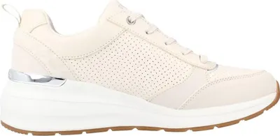 A side view of a white SKECHERS BILLION SUBTLE SPOTS sneaker.