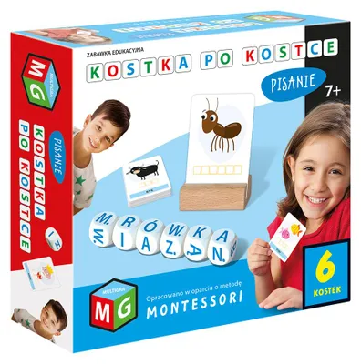 Produktbild von Montessori-Lernspielzeug „Schreiben mit 6 Würfeln“ für Kinder