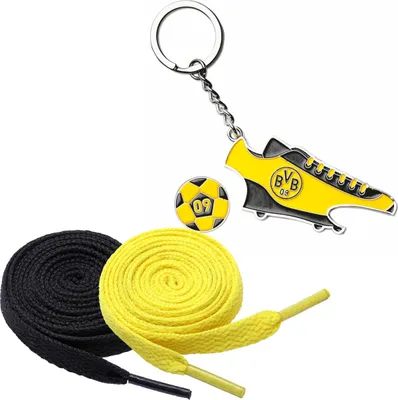 Produktbild von Borussia Dortmund BVB Schlüsselanhänger mit Einkaufschip und Öffner + 2 Paar Fan-Schnürsenkel 2# 5#