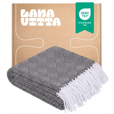 Zdjęcie produktu dla Koc Bawełniany Laminat Narzuta na łóżko Pled Brązowy 140х200 cm