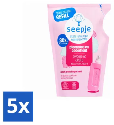 Produktbild von 5 x Seepje Weichspüler - Pfingstrose und Zedernholz - 750 ml - Vorteilspackung - 5 Stücke