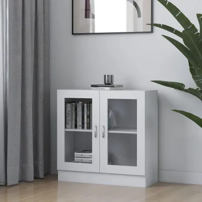 Produktbild von vidaXL Vitrinenschrank Weiß 82,5x30,5x80 cm Holzwerkstoff