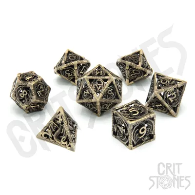 Produktbild von Glassstaff - Dragon's Legacy Hollow Metal RPG Dice Set - CritStones Dice
