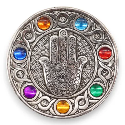 Imagen del producto de Porta-incienso Hamsa Siete Chakras 11.5cm