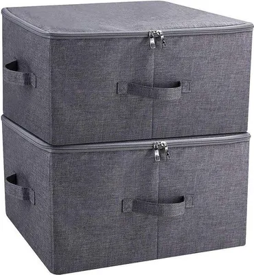 Produktbild von Famanu Aufbewahrungsbox mit Reißverschluss und Griffen - Stoff - Schwarz Grau