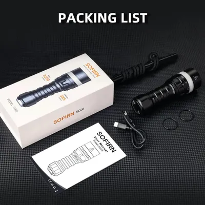 Immagine prodotto di SD08: Lampada subacquea - Torcia subacquea - 3200 lumen - LED SST70 - Batteria ricaricabile 21700 - Impermeabile - 6000-6500 K