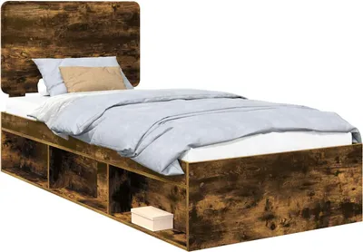 Produktbild von vidaXL Bettrahmen Räuchereiche 90 x 190 cm Massives Kiefernholz