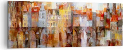 Produktbild von Bild auf Leinwand - Leinwandbild - Stadt Mietshaus - 140x50cm - Wand Bild - Wanddeko - Wandbilder - Leinwanddruck - Bilder - Kunstdruck - Wanddekoration - Leinwand bilder - Wandkunst - AB140x50-3476