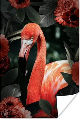 Produktbild von MuchoWow® Poster Flamingo - Rot - Blume 40x60 cm - Plakate für die Wand - Poster Babyzimmer
