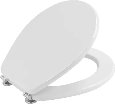 Produktbild von Toilettendeckel aus glänzend weißem MDF, kompatibel mit der WC-Schüssel Victoria