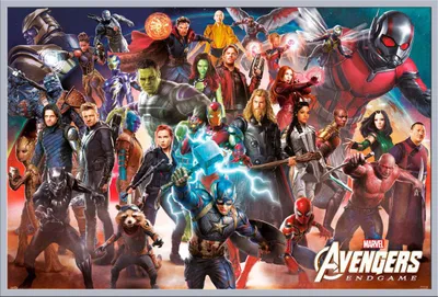 Produktbild von Avengers - Poster - Endgame - Line Up + Wechselrahmen, Shinsuke® Maxi Kunststoff silber, Acryl-Scheibe
