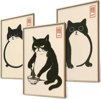 Produktbild von Poster Set 3-teilig, Ukiyo-e Stil, 3 Poster, Wanddekoration für Wohnzimmer