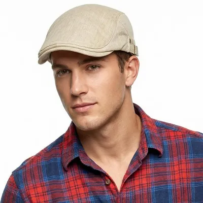 Immagine prodotto di Cappello da uomo in cotone, berretto estivo con visiera, regolabile, color beige, taglia 55-60 cm
