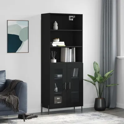 Produktbild von vidaXL Highboard Schwarz 69,5x34x180 cm Holzwerkstoff