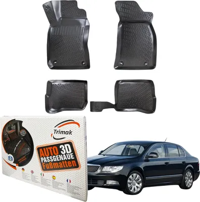 Produktbild von Trimak Autofußmatten kompatibel mit Škoda Superb I. 2001 bis 2008 Auto Allwetter Gummimatten