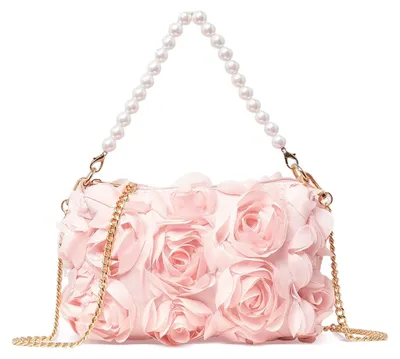 Image de Omgoods - Pochette en mousseline avec motif floral en 3D et ornements de perles, idéale pour les fêtes