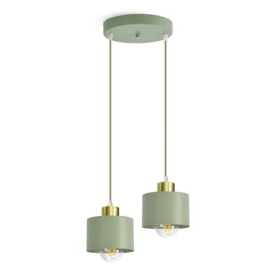 Produktbild von LUXOLAR 2-flammige Pendelleuchte E27 60W Salbeigrün Gold – Moderne LED Hängelampe, höhenverstellbare Deckenleuchte über Tisch für Küche, Esszimme
