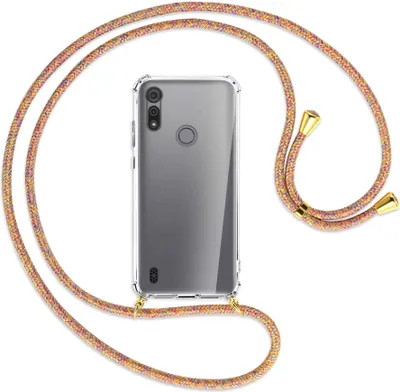 Produktbild von Handykette Backcover-Schutzhülle mit Band (Metall goldfarben) für Motorola Moto E6s - Rainbow