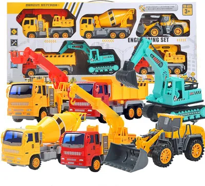 Immagine prodotto di Set di camion giocattolo in plastica, escavatore realistico, veicolo da costruzione, giocattolo per ragazzi, 6 pezzi
