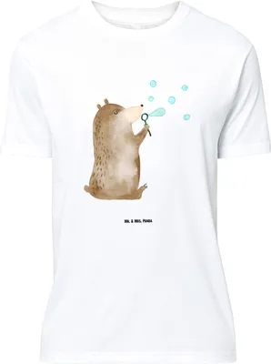 Produktbild von Mr. & Mrs. Panda Tshirt Bär Seifenblasen - Weiß - Geschenk, Oversize T-Shirt, Teddy, Shirt, Lustig Sein Glücklich Traurig Happy, Lustiges