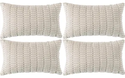 Immagine prodotto di Set di 4 federe decorative, 30x50 cm, in velluto di cotone, colore grigio chiaro/verde chiaro