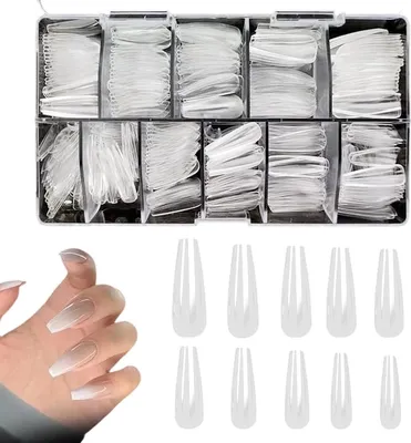 Produktbild von 500PCS Falsche Nägel Ballerina Sarg Lange Künstliche Nägel Klare Acryl Nägel