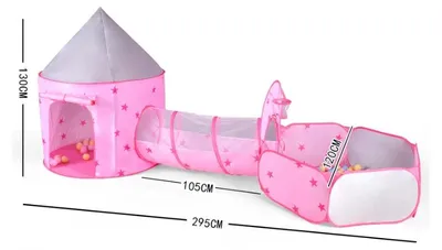 Immagine prodotto di Tenda da gioco per bambini - 3 in 1 - Piscina di palline - Tunnel da gioco - Pieghevole - Adatta a bambini dai 6 ai 12 anni - Tenda rosa