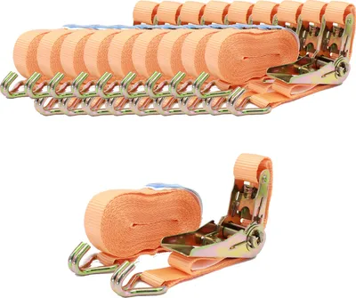 Produktbild von 10x Profi Ratschen Spanngurt Spanngurte Zurrgurt 2-tlg 6m 0,8t 0,8to 800kg ORANGE