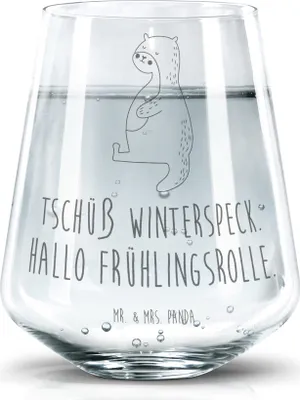 Produktbild von Mr. & Mrs. Panda Glas Otter Bauch - Transparent - Geschenk, Wasserbecher, dick, Seeotter See, Trinkgefäß, Glasbecher, Wasserglas, Winterspeck, Sportmuffel, Tumbler