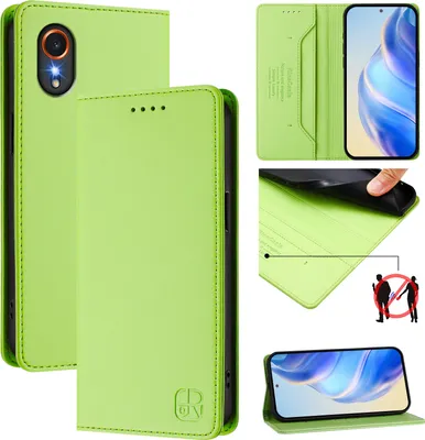 Produktbild von Lederhülle für Samsung Galaxy XCover7 Hülle Flip Brieftasche Kartenfächern Ständer Schutzhülle Grün