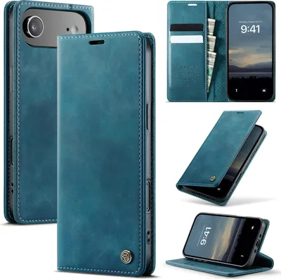 Produktbild von Handyhülle für iPhone Air Hülle Leder mit RFID Schutzhülle Klapphülle Magnet Kartenfach Standfunktion Blau