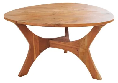 Image de Table basse ABITTA ronde 70 cm en bois d'acacia – Table basse moderne en bois massif