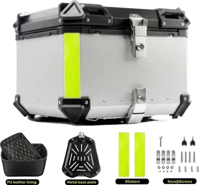 Zdjęcie produktu dla Kufry motocyklowe, konstrukcja aluminiowa, wodoodporna konstrukcja, 55 l, srebrne
