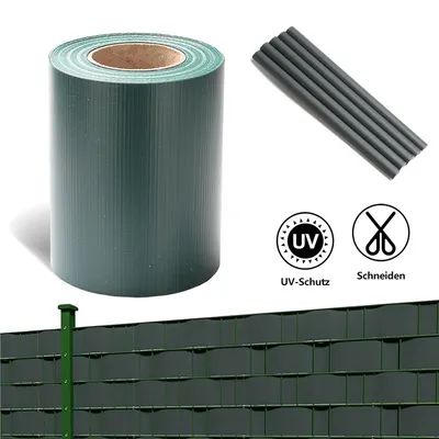 Obrázok produktu pre TolleTour ochranné pásy na plot nepriehľadná hrubá PVC obojstranná fólia na ochranu pred slnkom 6 roliek á 35m x 19cm zelená
