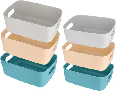 Imagen del producto de Cajas de almacenamiento de plástico, juego de 6 unidades, organizadores para la cocina y los cajones