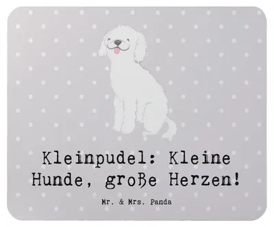 Produktbild von Mr. & Mrs. Panda Mouse Pad Kleinpudel Liebe - Grau Pastell - Geschenk, Liebesbeweis, mausteppich, Mousepad, Hunderassen Eigenschaften, mousematte, kluge Hunde, Hunderasse