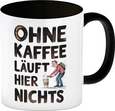 Produktbild von Ohne Kaffee läuft hier nichts Kaffeebecher in schwarz