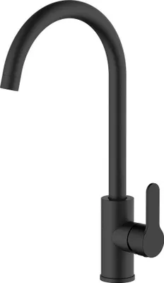 Image de Robinet Cuisine Miño Noir Mat Design Moderne, Bec Haut Orientable, Finition Noir Mat - Verhal