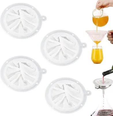 Produktbild von Nylon-Sieb - Feinmaschiges Filter - Hochwertige Qualität - 4 Stücke - Küchenfilter für Saft und Wein - Geeignet für Milch und Sojadrink