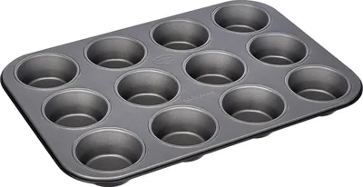 Produktbild von Muffin Backform für 12 Muffins - antihaftbeschichtetes Backblech - schnelle Wärmeleitung - schwarz - Dr. Oetker Muffinform