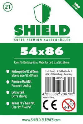 Produktbild von Shield 21 - 100 Super Premium Kartenhüllen für Kartengröße 54x86 mm