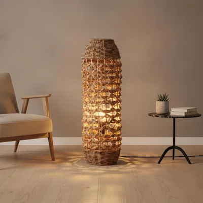 Productafbeelding van Vloerlamp Elma bruin Ø 23cm, AI-gegenereerde afbeelding