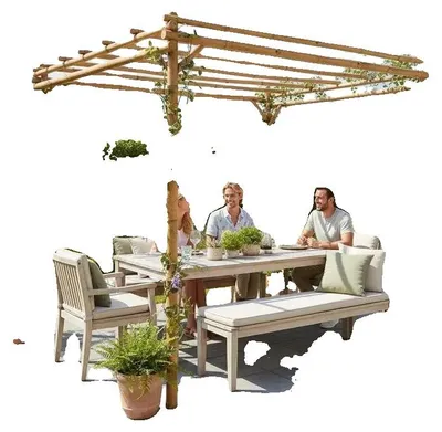 Obrázok produktu pre Bambusová pergola, odolná voči poveternostným vplyvom, jednoduchá montáž, khaki