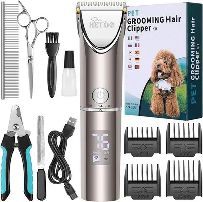 Productafbeelding van Famanu tondeuse voor honden met keramisch en titanium mes – verzorgingsset voor honden
