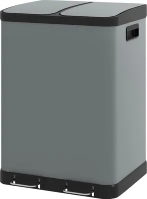 Produktbild von Mülleimer 2x30L Treteimer Kosmetikeimer mit Deckel und Fußpedal, Metall Müllbehälter mit Inneneimer für Wohnzimmer und Büro, 48,8x39,5x67cm