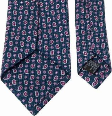 Produktbild von Herren Krawatte aus Panama-Gewebe in Blau mit Paisley-Muster