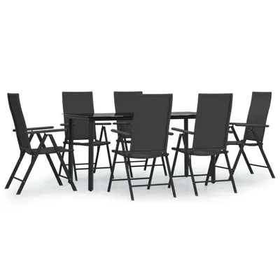 Produktbild von 7-tlg. Garten-Essgruppe Schwarz Poly Rattan