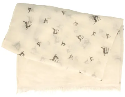 Leichter Trachten-Schal dezentes Hirsch-Muster von Hut-Breiter in beige