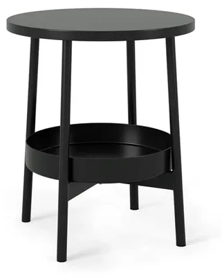 Produktbild von Beistelltisch Riono, Schwarz, 40 x 40 cm mit zusätzlicher Ablagefläche